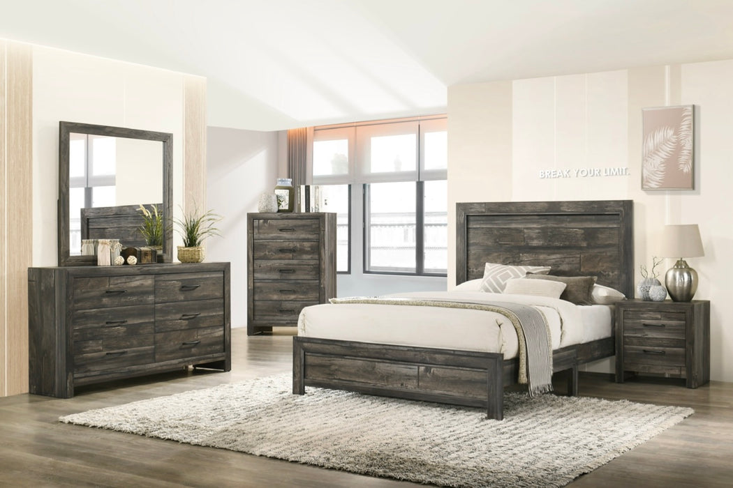 Rustic Bedroom Set in a Dark Gray Weathered Look