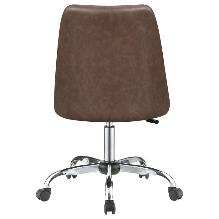 Althea Upholstered Tufted Back Office Chair Brown and Chrome