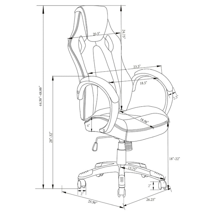 Carlos Arched Armrest Upholstered Office Chair Black