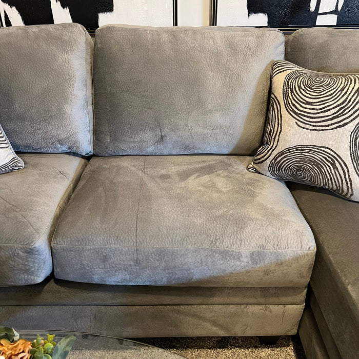 Gray Two Piece Sectional Couch with Right Chaise