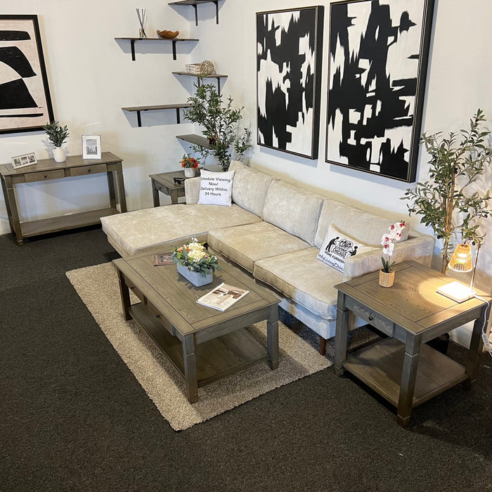 Wooden Coffee Table and Side Table Set with Drawers