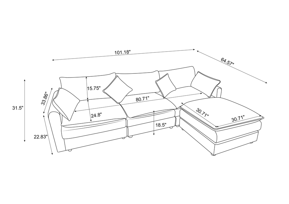 Modular Sectional Dream Couch in Dark Gray