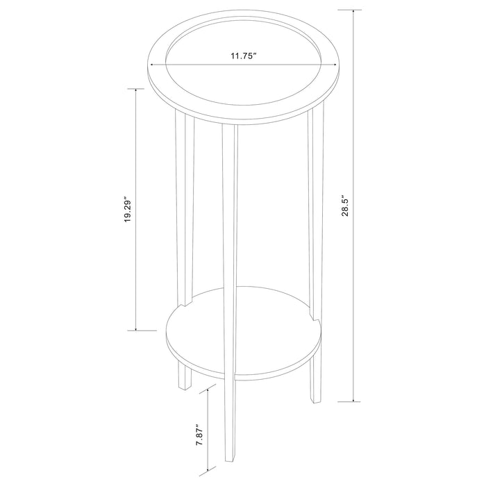 Kirk Round Accent Table with Bottom Shelf Espresso