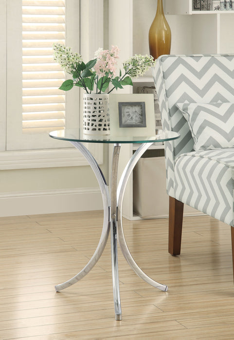 Eloise Round Accent Table with Curved Legs Chrome