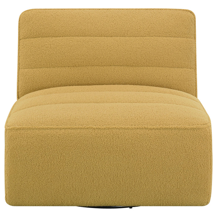 Cobie Upholstered Swivel Armless Chair Mustard