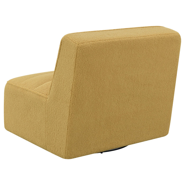 Cobie Upholstered Swivel Armless Chair Mustard