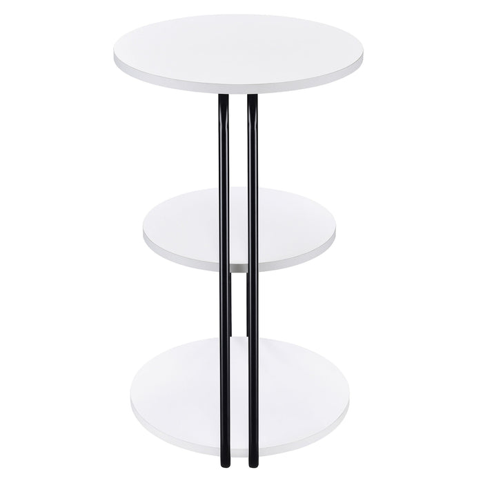 Hilly 3-tier Round Side Table White and Black