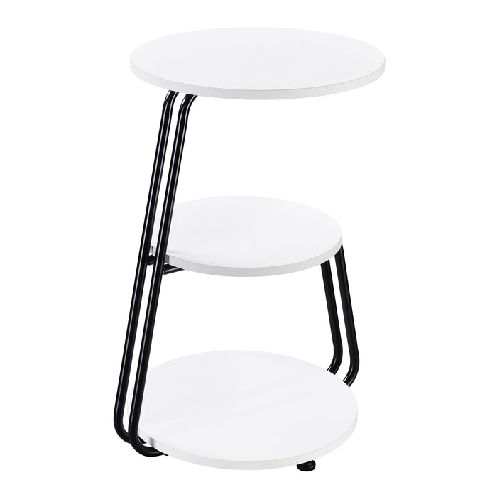 Hilly 3-tier Round Side Table White and Black