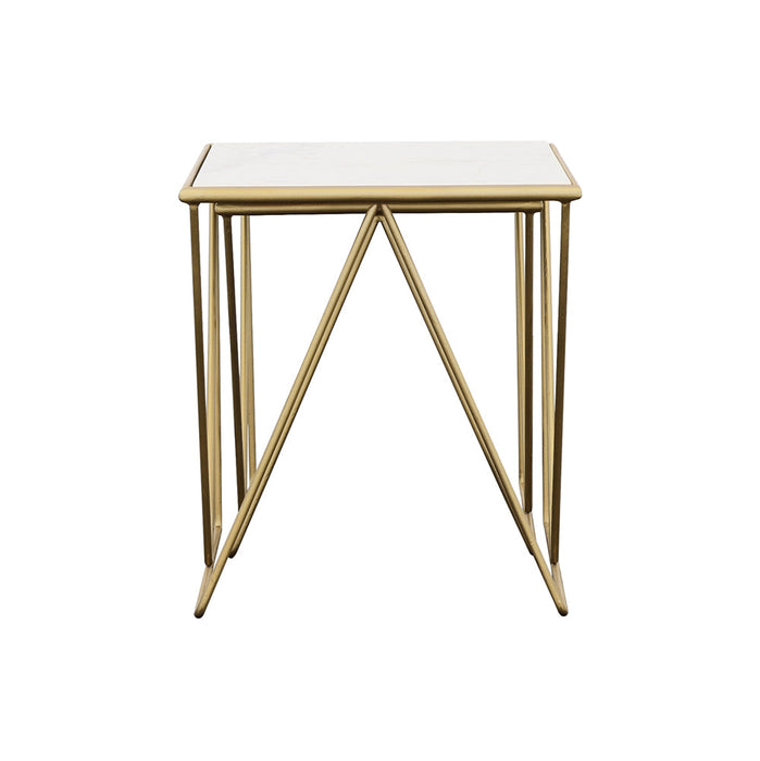 Bette 2-piece Nesting Table Set White and Gold