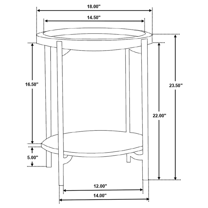 Adhvik Round Accent Table with Marble Shelf Natural and Black