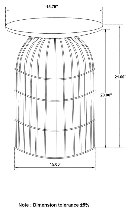 Bernardo Round Accent Table with Bird Cage Base Natural and Gunmetal