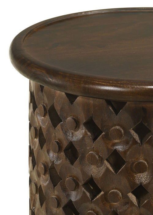 Krish 24-inch Round Accent Table Dark Brown