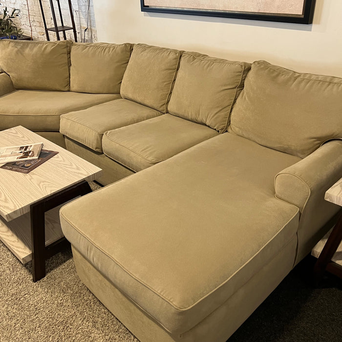 Walter E Smithe Cream Sectional Couch with Cuddle Corner Chaise