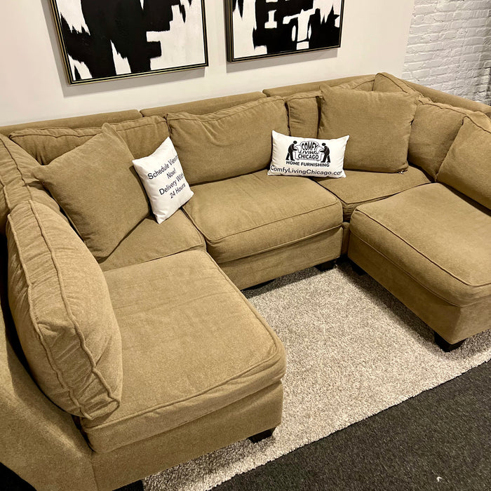 Beige Macy’s 5 Piece Modular Sectional Couch