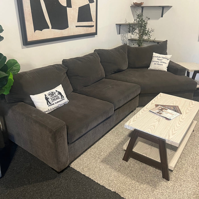 Gray Sectional Couch with Cuddle Corner Chaise