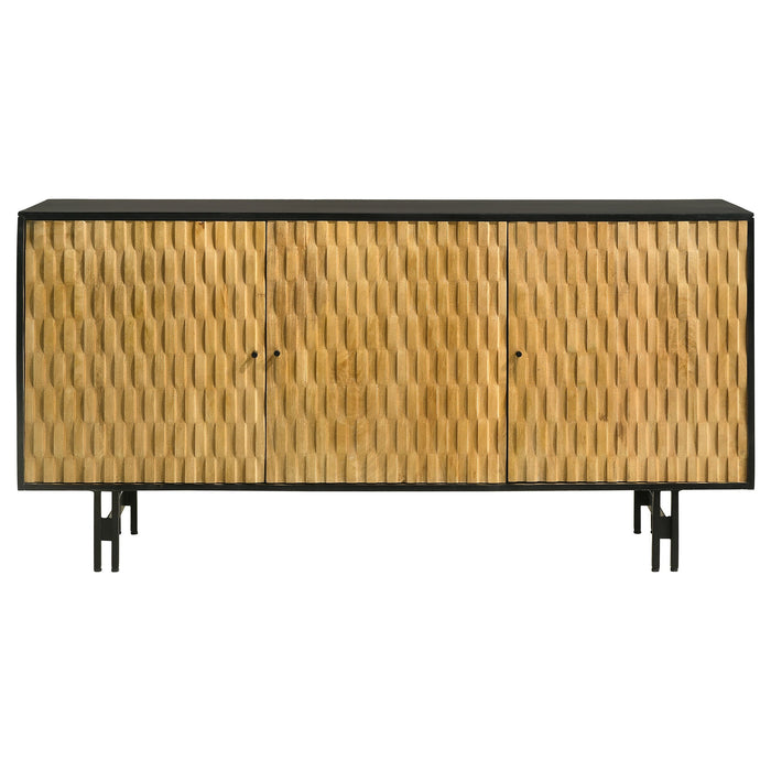 Aminah 3-door Wooden Accent Cabinet Natural and Black