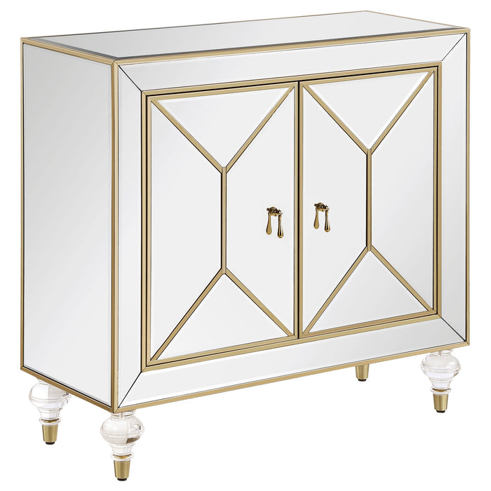 Lupin 2-door Accent Cabinet Mirror and Champagne