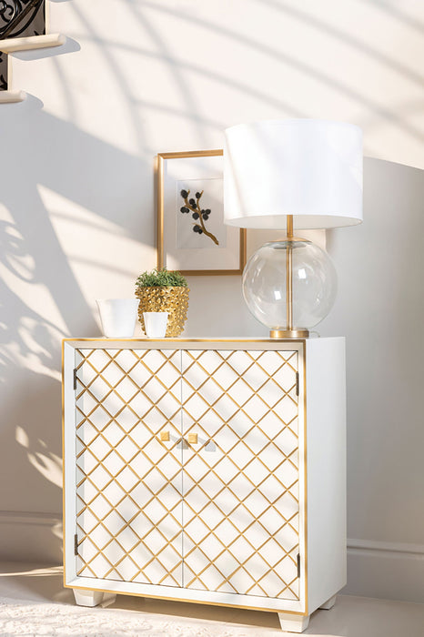 Belinda 2-door Accent Cabinet White and Gold