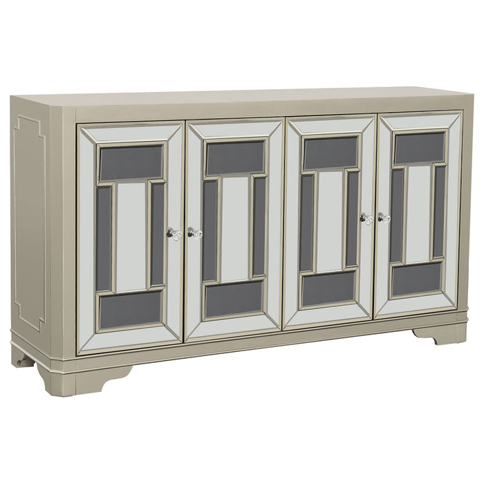 Toula 4-door Accent Cabinet Smoke and Champagne