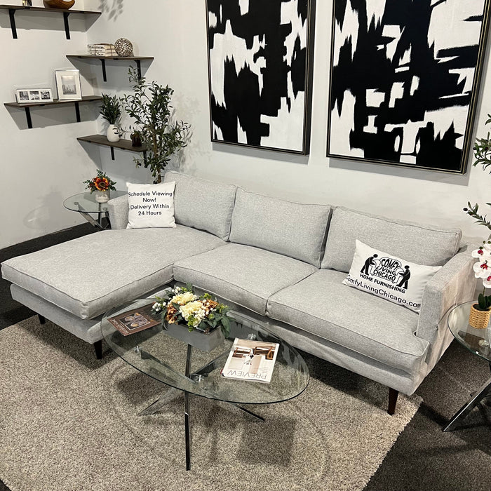 Joybird Gray Sectional Couch with Reversible Chaise