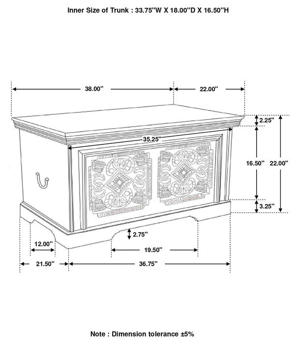 Nilay Rectangular Storage Trunk White Washed and Black