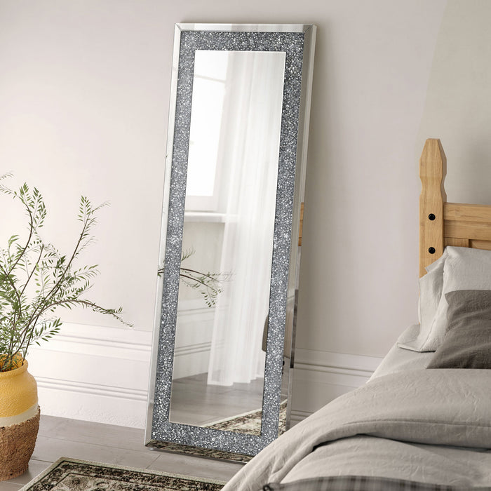 Valerie Crystal Inlay Rectangle Floor Mirror