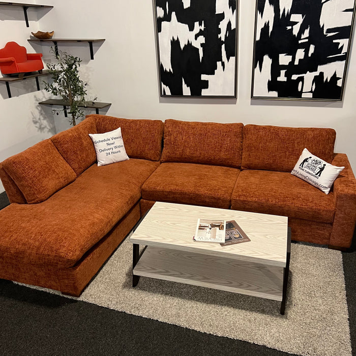 Joybird Orange Sectional with Bumper Chaise