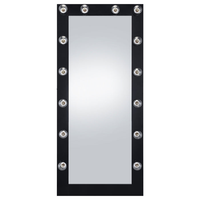 Zayan Full Length Floor Mirror With Lighting Black High Gloss