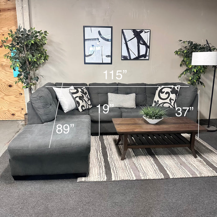 Sectional with Bumper Chaise in Gray