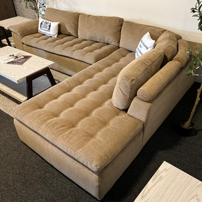 Jonathan Louis Tufted Beige L Shaped Sectional Couch