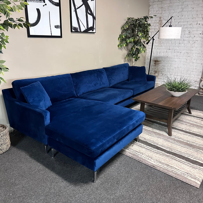 Blue MCM Sectional with Reversible Chaise