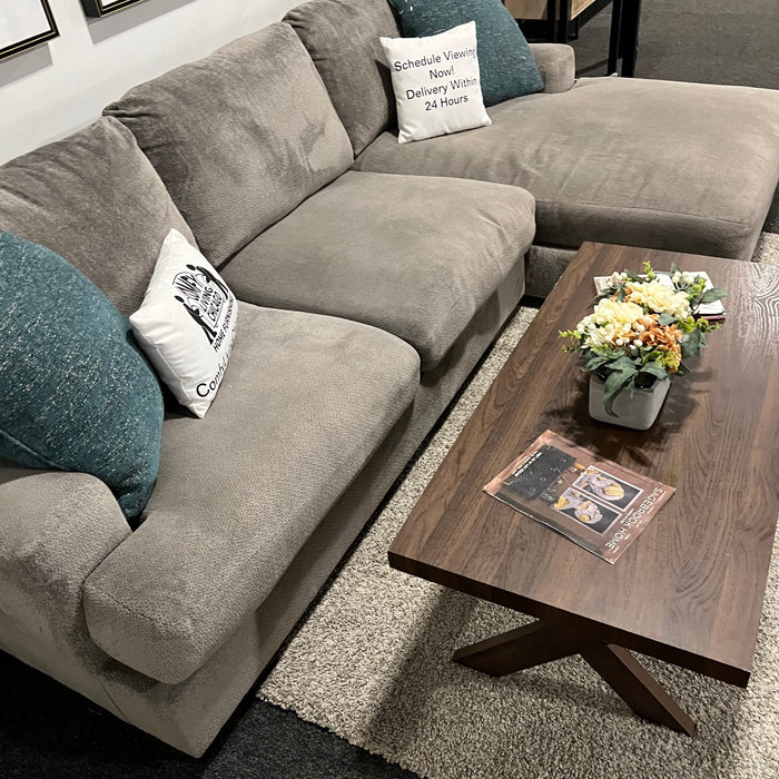 Gray Two Piece Sectional Couch with Chaise