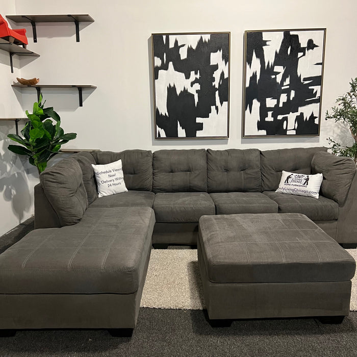 Ashley Tufted Sectional with Ottoman