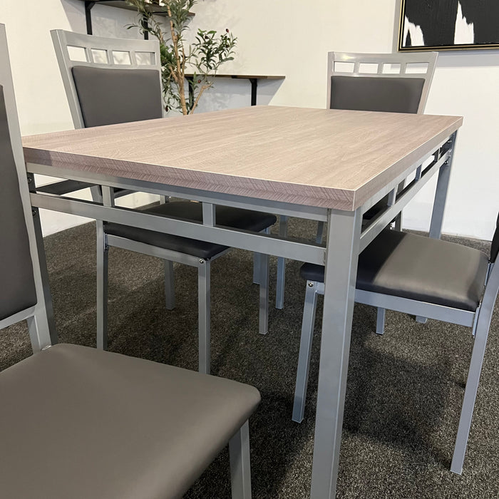 Contemporary Rectangular Dining Set with Weathered Top in Gray