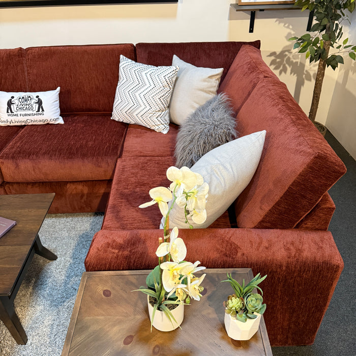 Daina Modular Sectional in Maroon Red
