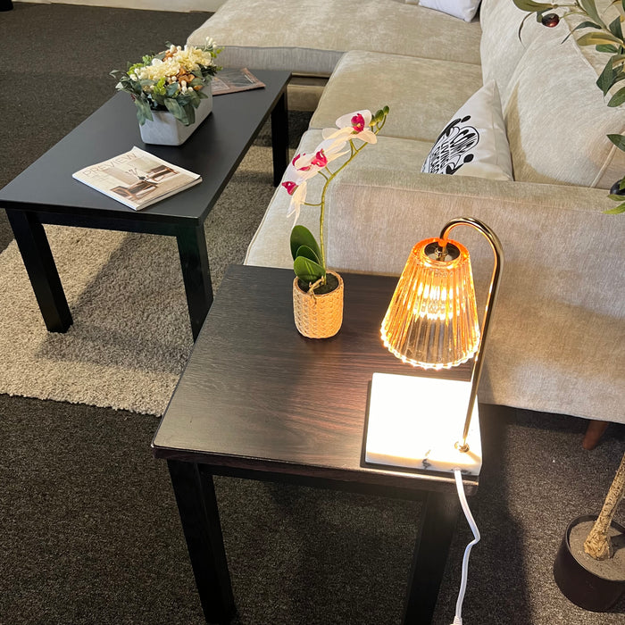 Contemporary Couch and Side Table Set in Black Finish