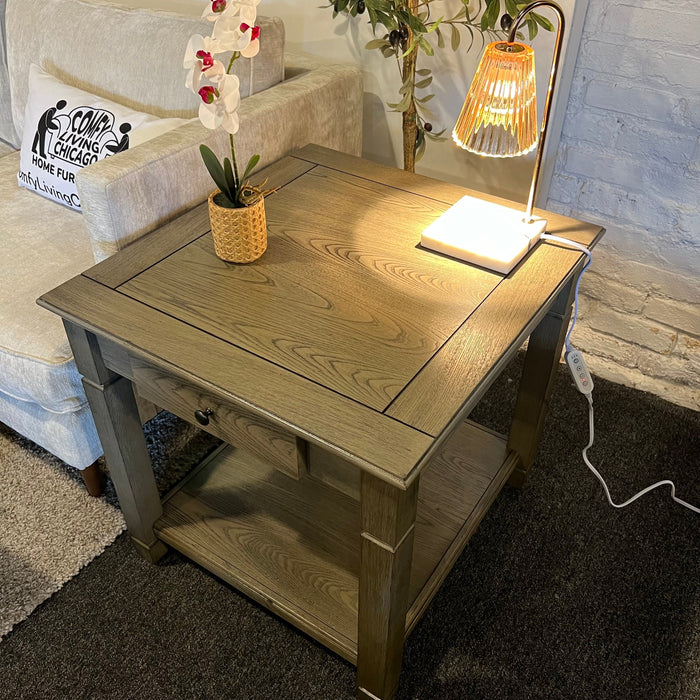 Wooden Coffee Table and Side Table Set with Drawers