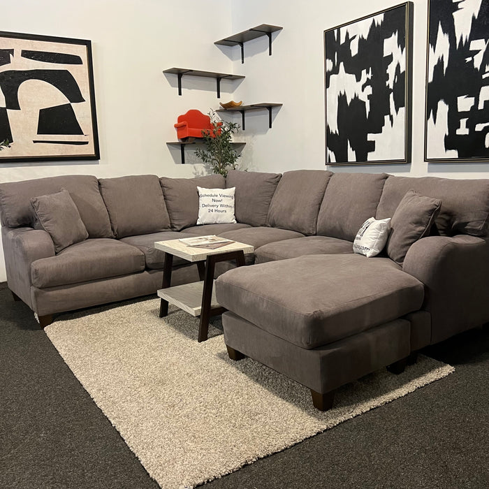 Gray U Shape Sectional with Reversible Chaise