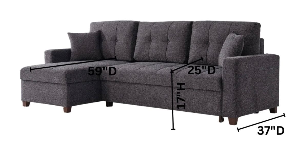 Mocca Sleeper Sectional with Storage Chaise