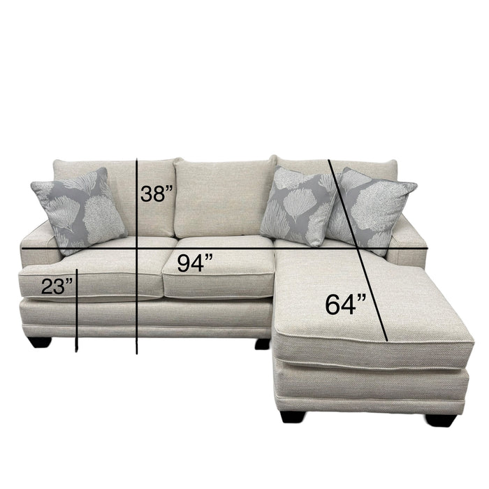 Kennedy Sectional with Right Facing Chaise in Ordona Linen