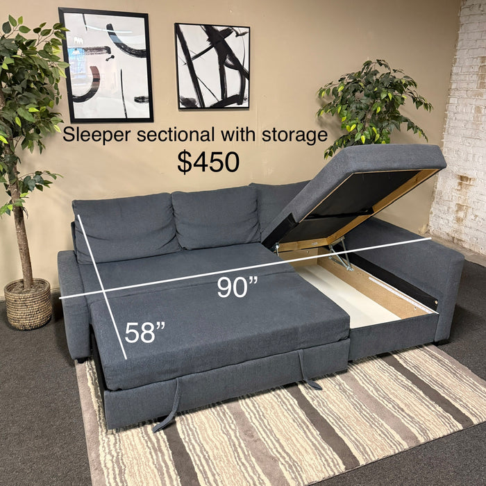 Sleeper Sectional Sofa with Reversible Storage Chaise
