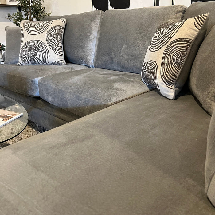 Gray Two Piece Sectional Couch with Right Chaise