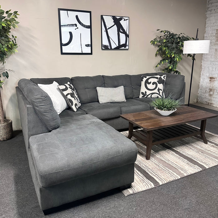 Sectional with Bumper Chaise in Gray