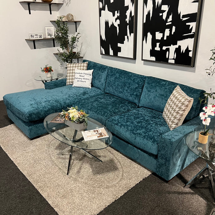 Joybird Anton Sectional Couch in Aqua Blue