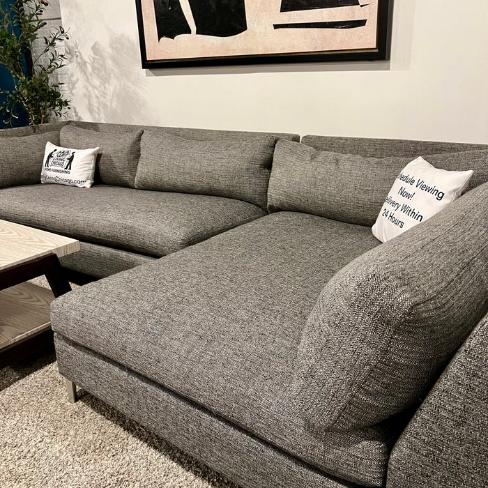 CB2 Decker 2 Piece Sectional Couch in Gray