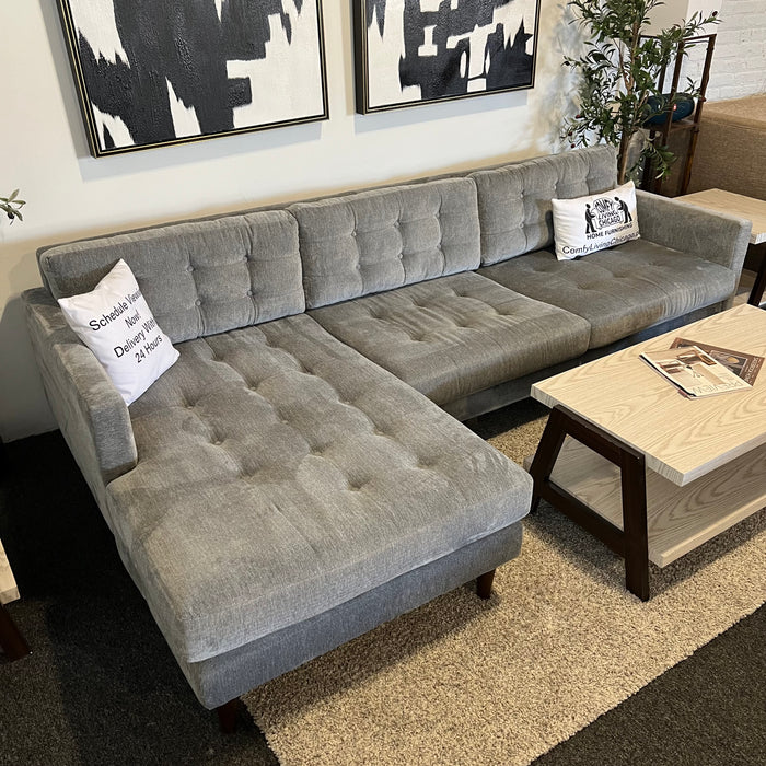 Joybird Sectional Couch with Reversible Chaise in Gray