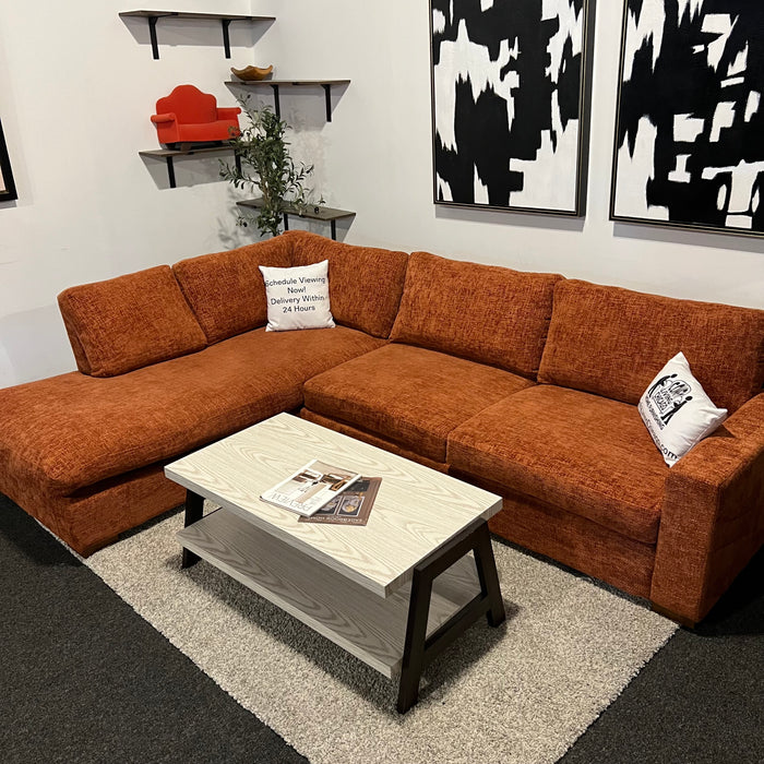 Joybird Orange Sectional with Bumper Chaise