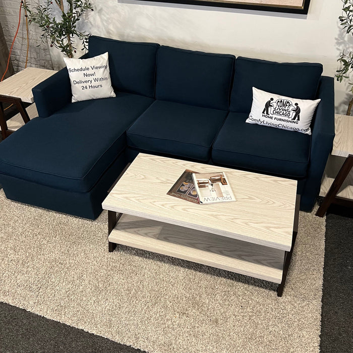 West Elm Sectional Couch with Reversible Chaise in Blue