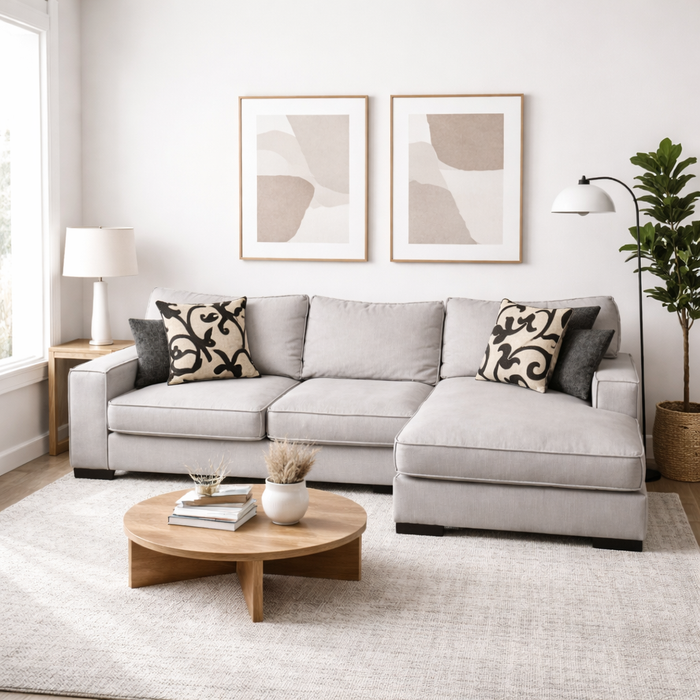 2 Piece Sectional Sofa in Light Gray
