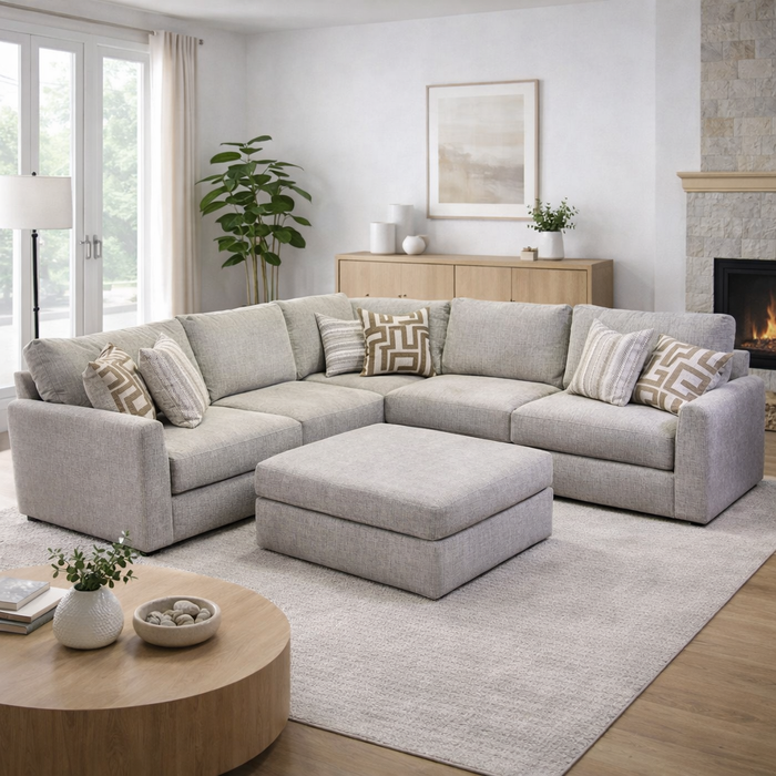 Marlow Modular 5 Piece Sectional in Cream